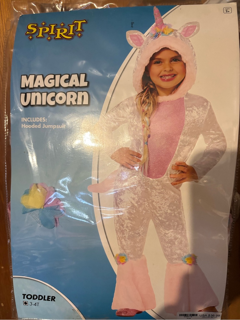 Spirit Magical Unicorn Toddler Costume - Pink Hooded Jumpsuit